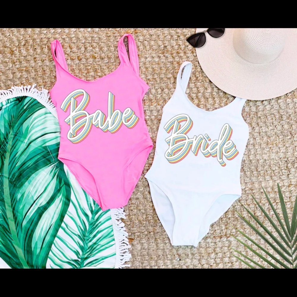 Pink Bride swimsuit by Bride Babes - Brand New! Bride / Bachelorette Swimsuit